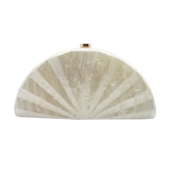 Acrylic Fan Shell Clutch Purse Elegant Marbled Unique Handbag With :') - Picture 1 of 6